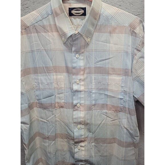 Retro‎ Vintage Towncraft JCPenney Blue Plaid Collared Buttonup Shirt L 70s - Picture 3 of 15